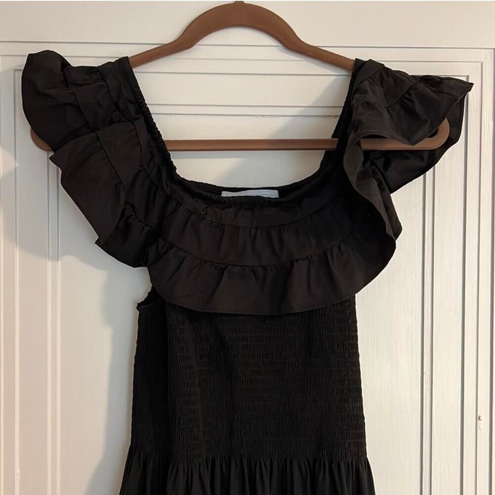 Hill House - Nap Dress, Midi, Black Poplin, Off-shoulder - Picture 5 of 6